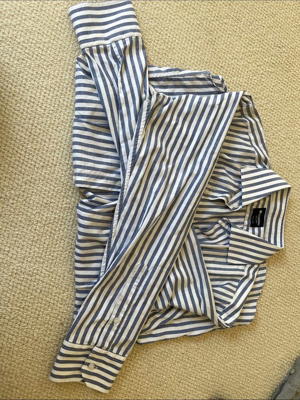 Men's Blue & White Striped Dress Shirt - Classic Oxford Style